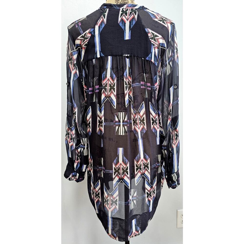 Isabel Marant Dress/ Top 100% Silk Tunic Sheer Navajo Aztec Sz 1 - Picture 10 of 15